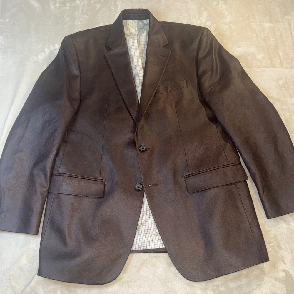 Lauren Ralph Lauren Mens Brown Faux Suede Sport Coat Blazer 40R Two Button